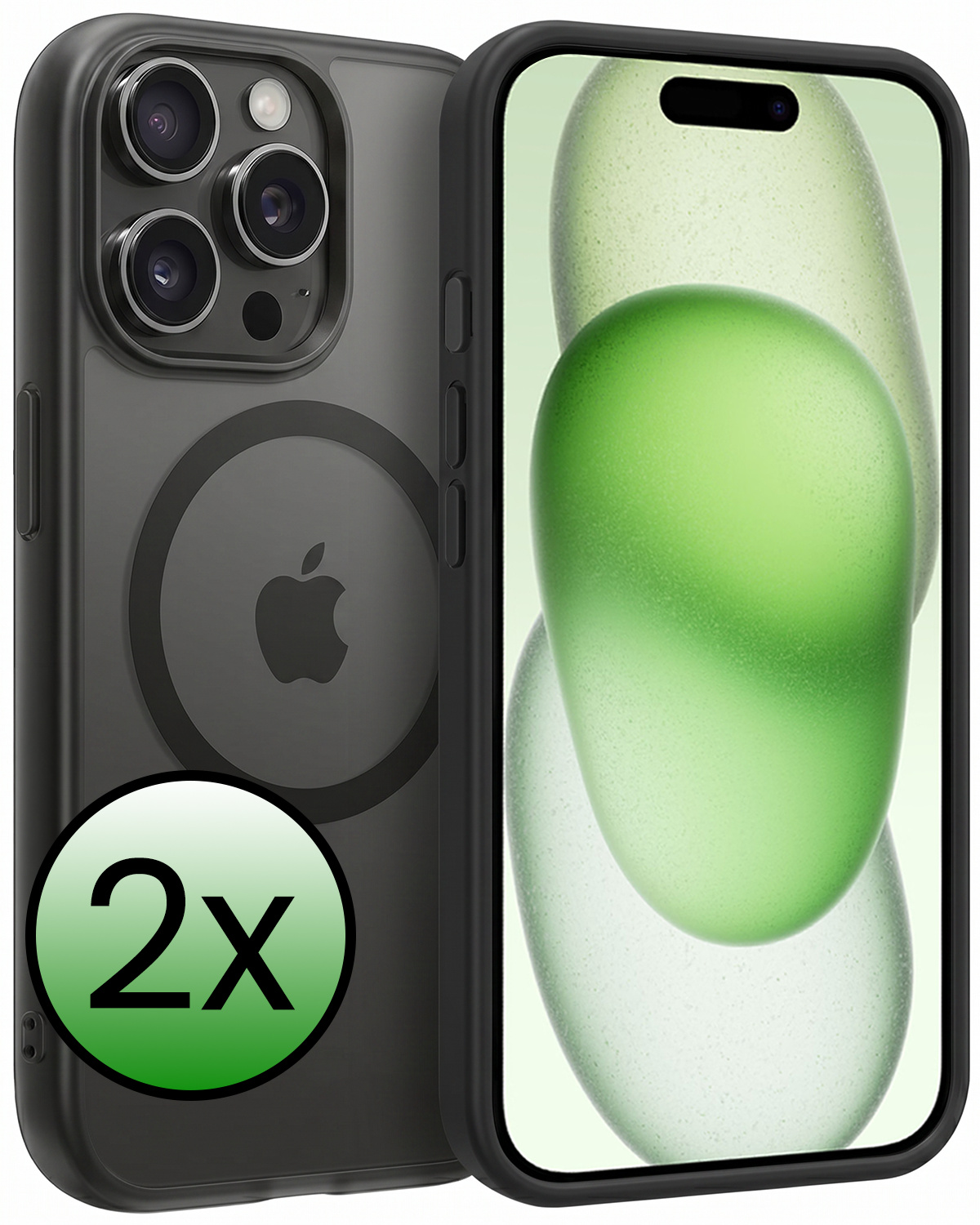 BASEY. BASEY. iPhone 15 Pro Magsafe Hoesje - Zwart - 2 PACK
