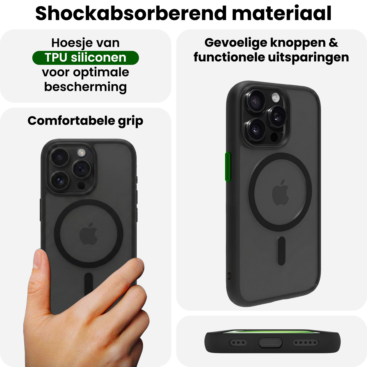 BASEY. BASEY. iPhone 15 Pro Magsafe Hoesje - Zwart - 2 PACK