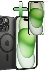 BASEY. BASEY. iPhone 15 Pro Magsafe Hoesje Zwart Met Screenprotector