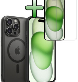 BASEY. BASEY. iPhone 15 Pro Magsafe Hoesje Zwart Met Screenprotector