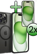 BASEY. BASEY. iPhone 15 Pro Magsafe Hoesje Zwart Met 2x Screenprotector