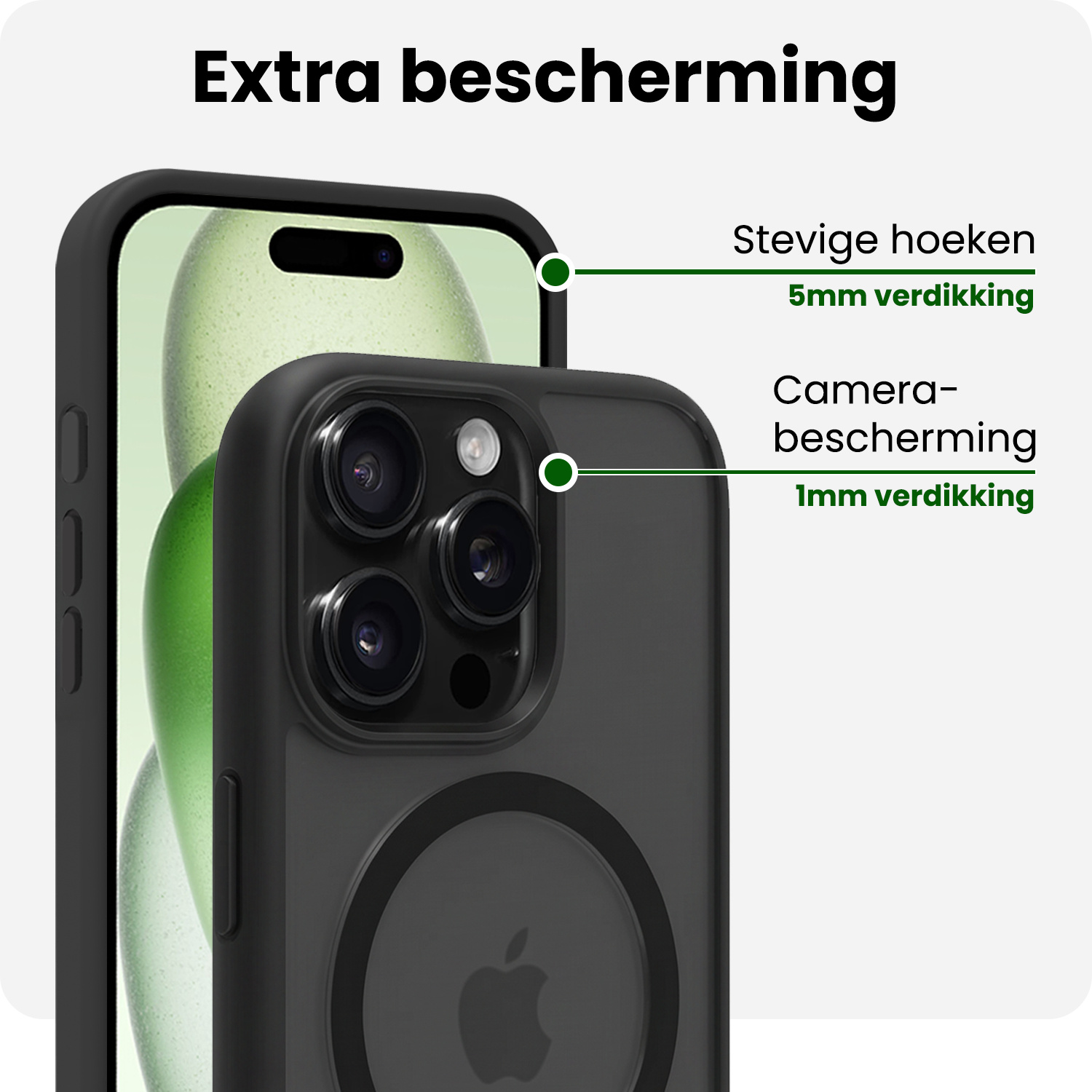 BASEY. BASEY. iPhone 15 Pro Magsafe Hoesje Zwart Met 2x Screenprotector