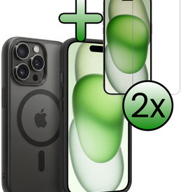 BASEY. BASEY. iPhone 15 Pro Max Magsafe Hoesje Zwart Met 2x Screenprotector
