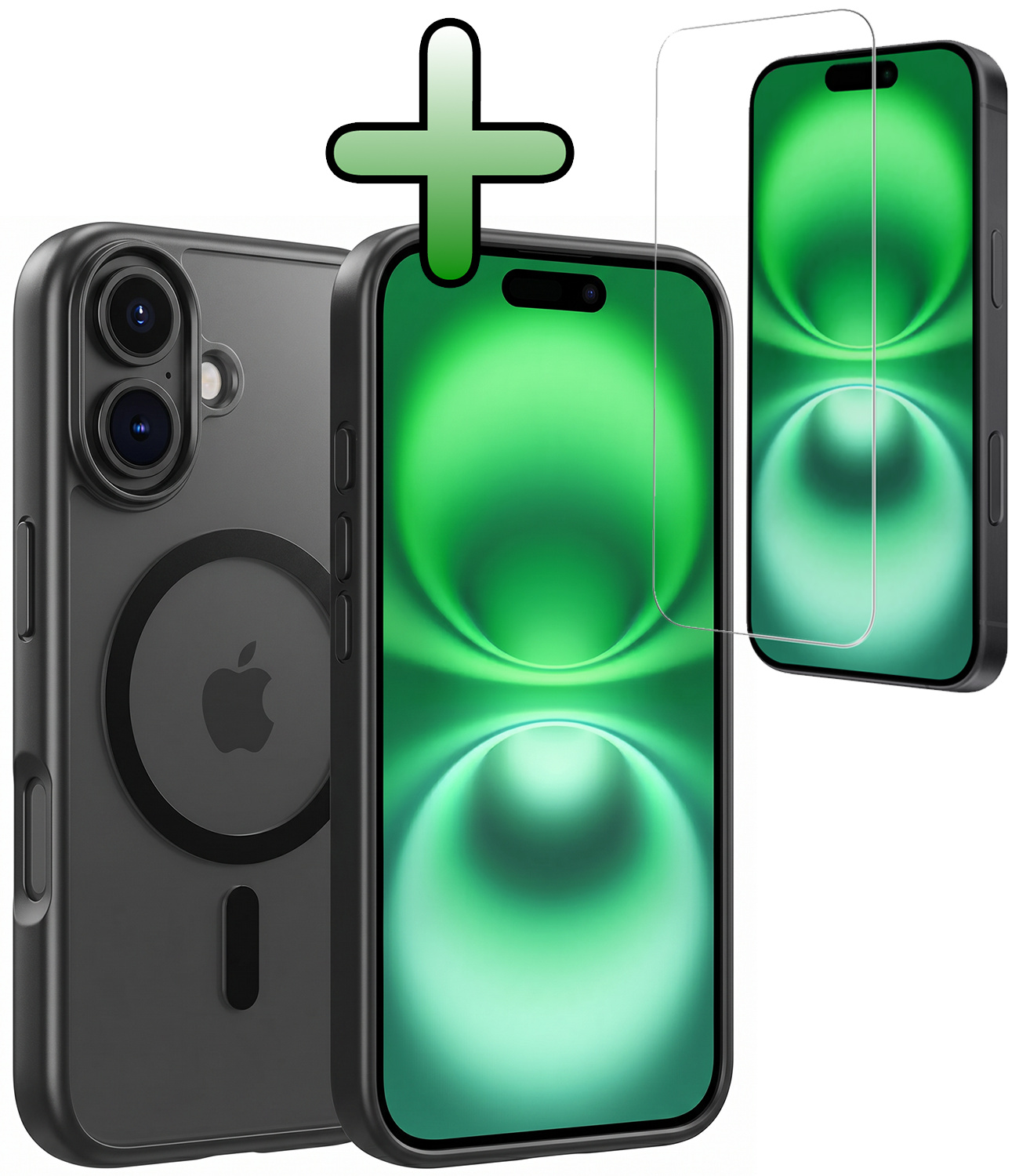BASEY. BASEY. iPhone 16 Magsafe Hoesje Zwart Met Screenprotector