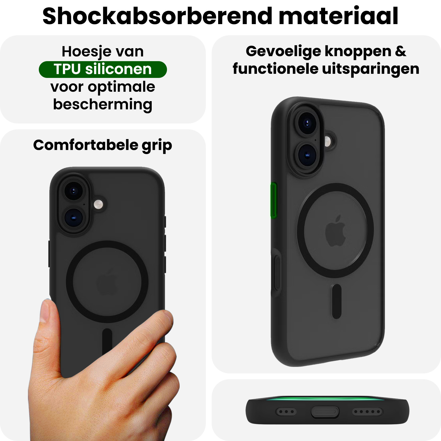 BASEY. BASEY. iPhone 16 Plus Magsafe Hoesje Zwart Met Screenprotector