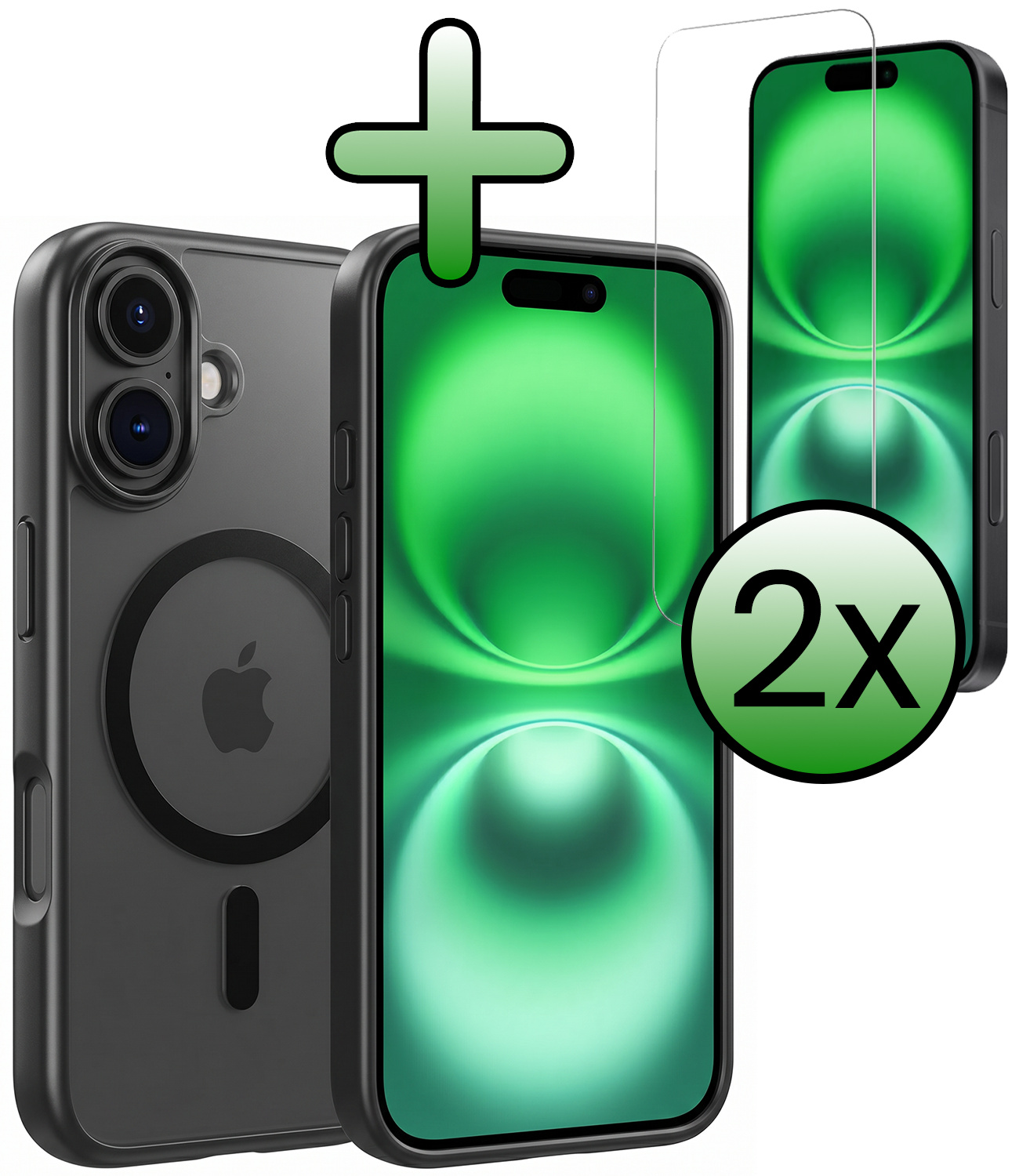BASEY. BASEY. iPhone 16 Plus Magsafe Hoesje Zwart Met 2x Screenprotector