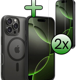 BASEY. BASEY. iPhone 16 Pro Max Magsafe Hoesje Zwart Met 2x Screenprotector