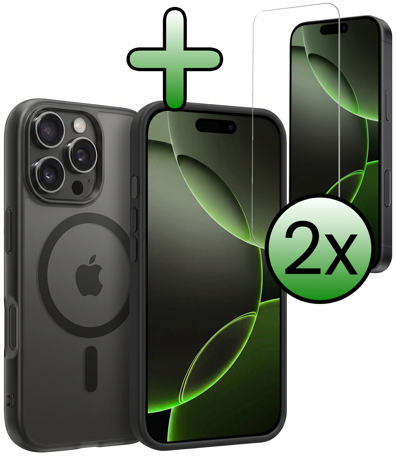 BASEY. BASEY. iPhone 16 Pro Max Magsafe Hoesje Zwart Met 2x Screenprotector