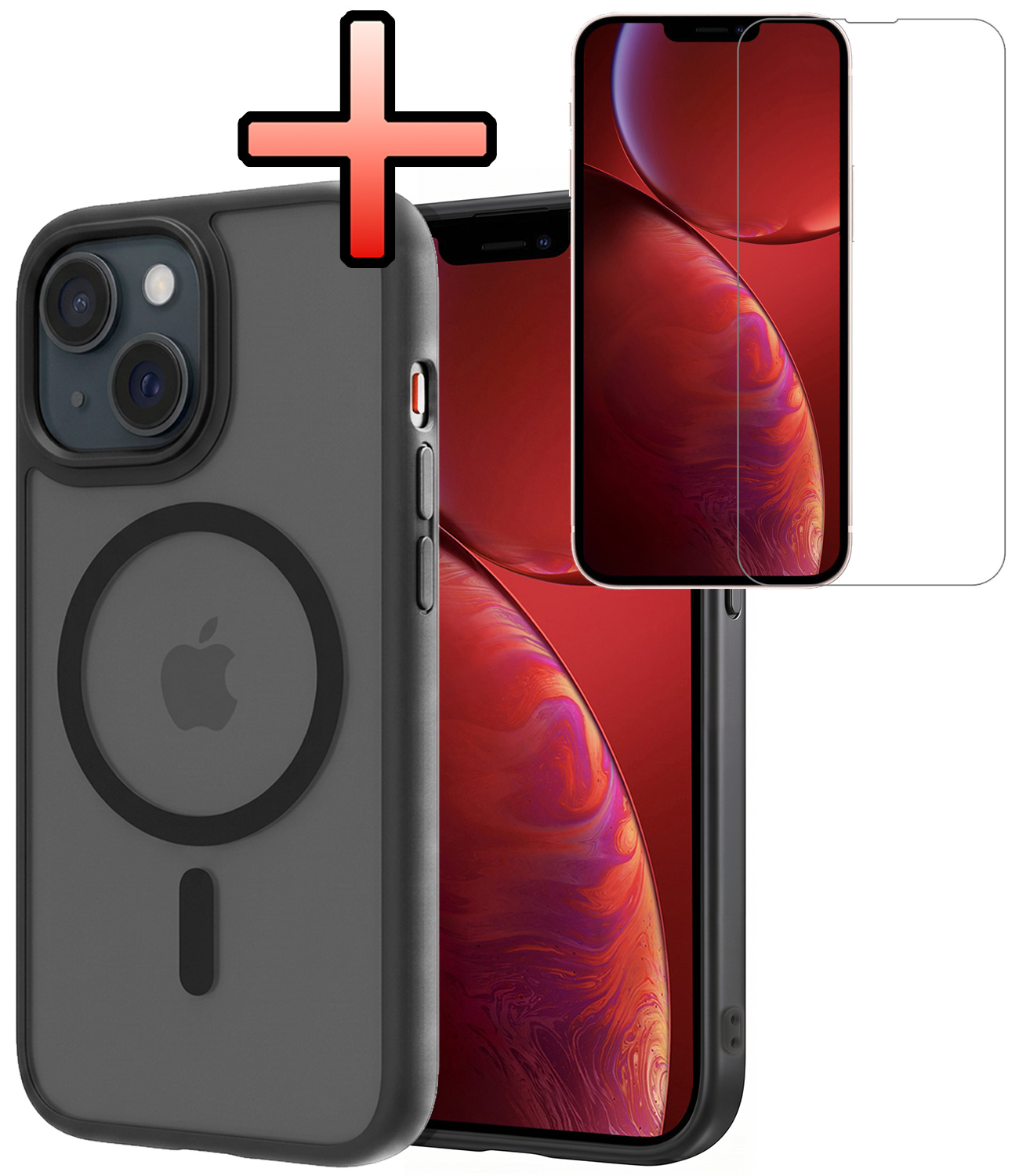 NoXx NoXx iPhone 14 Magsafe Hoesje Zwart Met Screenprotector