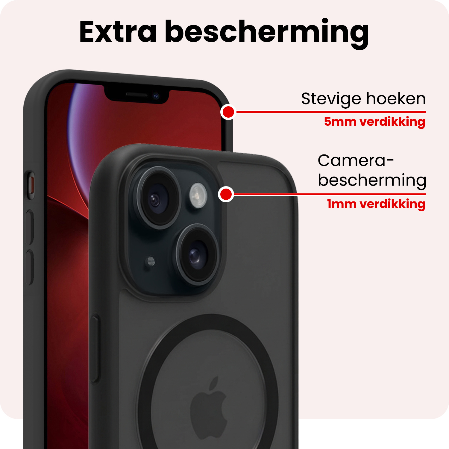NoXx NoXx iPhone 14 Magsafe Hoesje Zwart Met Screenprotector
