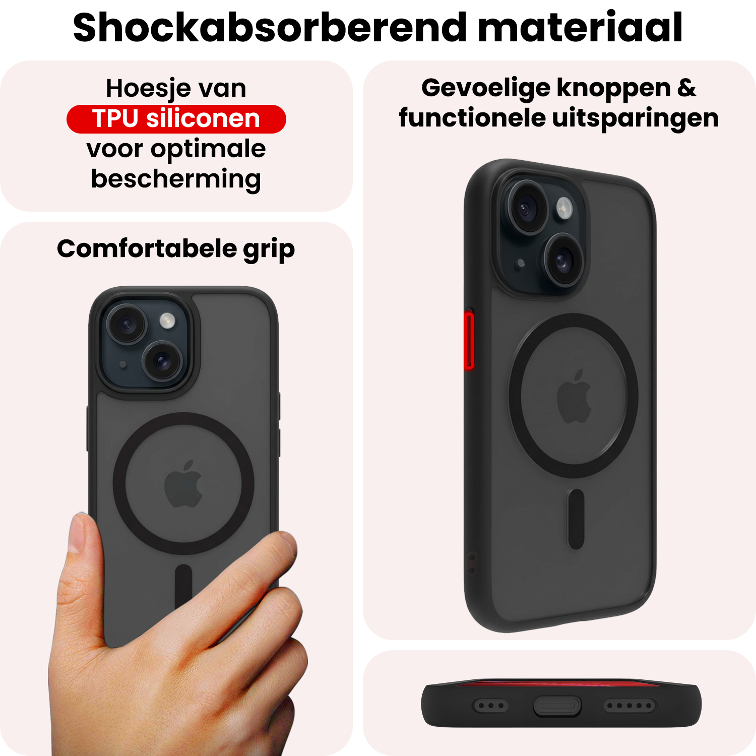 NoXx NoXx iPhone 14 Magsafe Hoesje Zwart Met Screenprotector