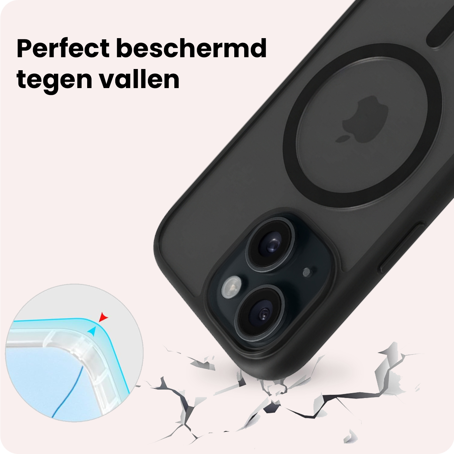 NoXx NoXx iPhone 14 Magsafe Hoesje Zwart Met Screenprotector