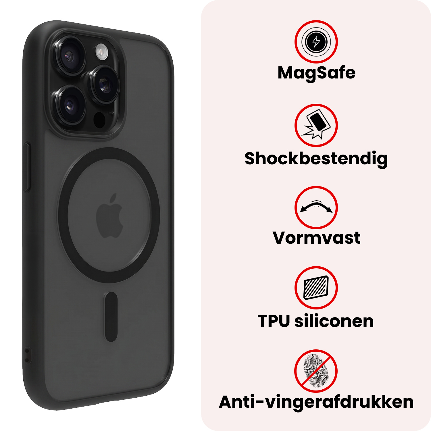 NoXx NoXx iPhone 14 Pro Magsafe Hoesje Zwart Met Screenprotector