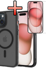 NoXx NoXx iPhone 15 Magsafe Hoesje Zwart Met Screenprotector