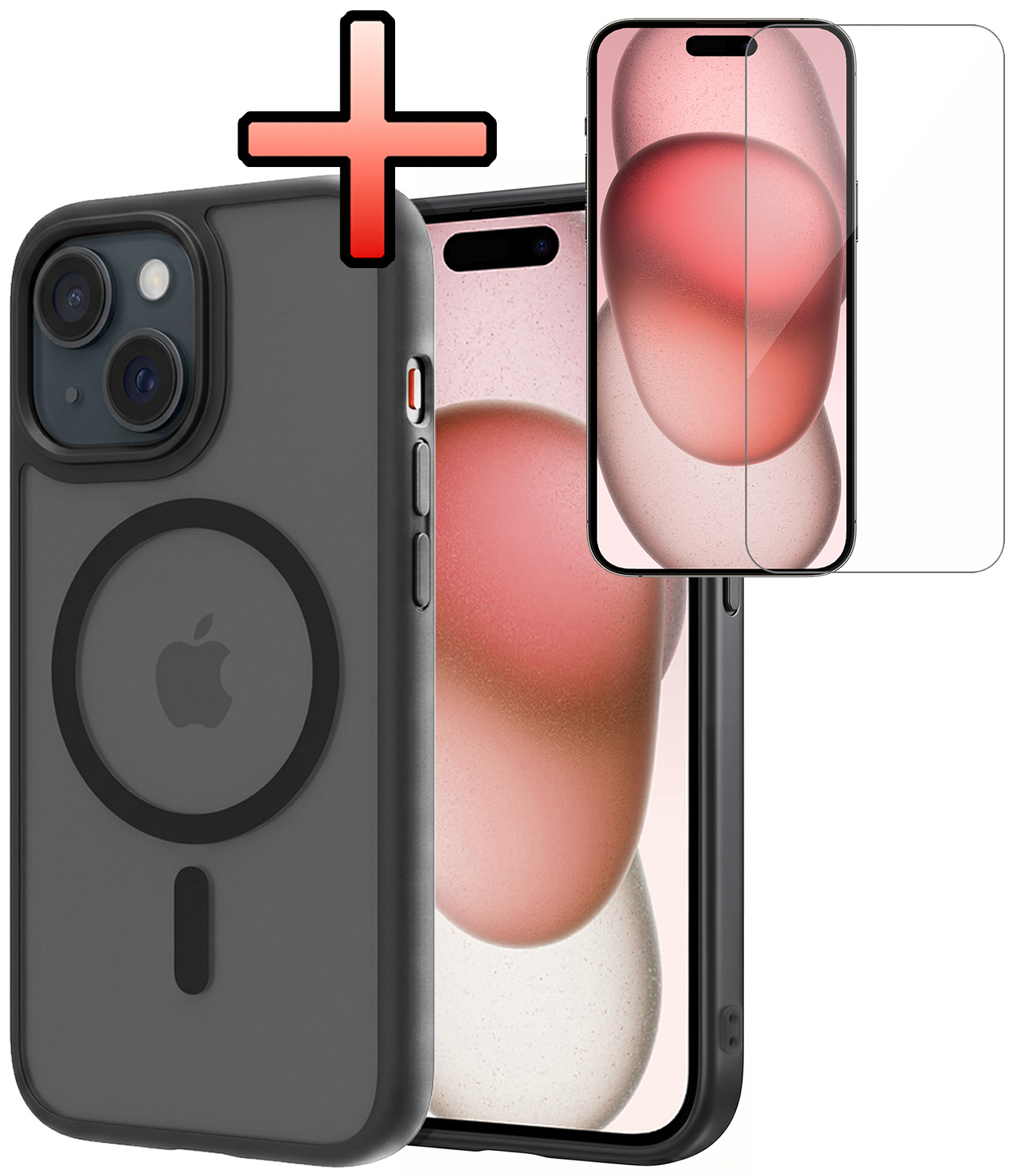 NoXx NoXx iPhone 15 Magsafe Hoesje Zwart Met Screenprotector