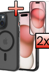 NoXx NoXx iPhone 15 Magsafe Hoesje Zwart Met 2x Screenprotector