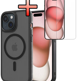 NoXx NoXx iPhone 15 Plus Magsafe Hoesje Zwart Met Screenprotector