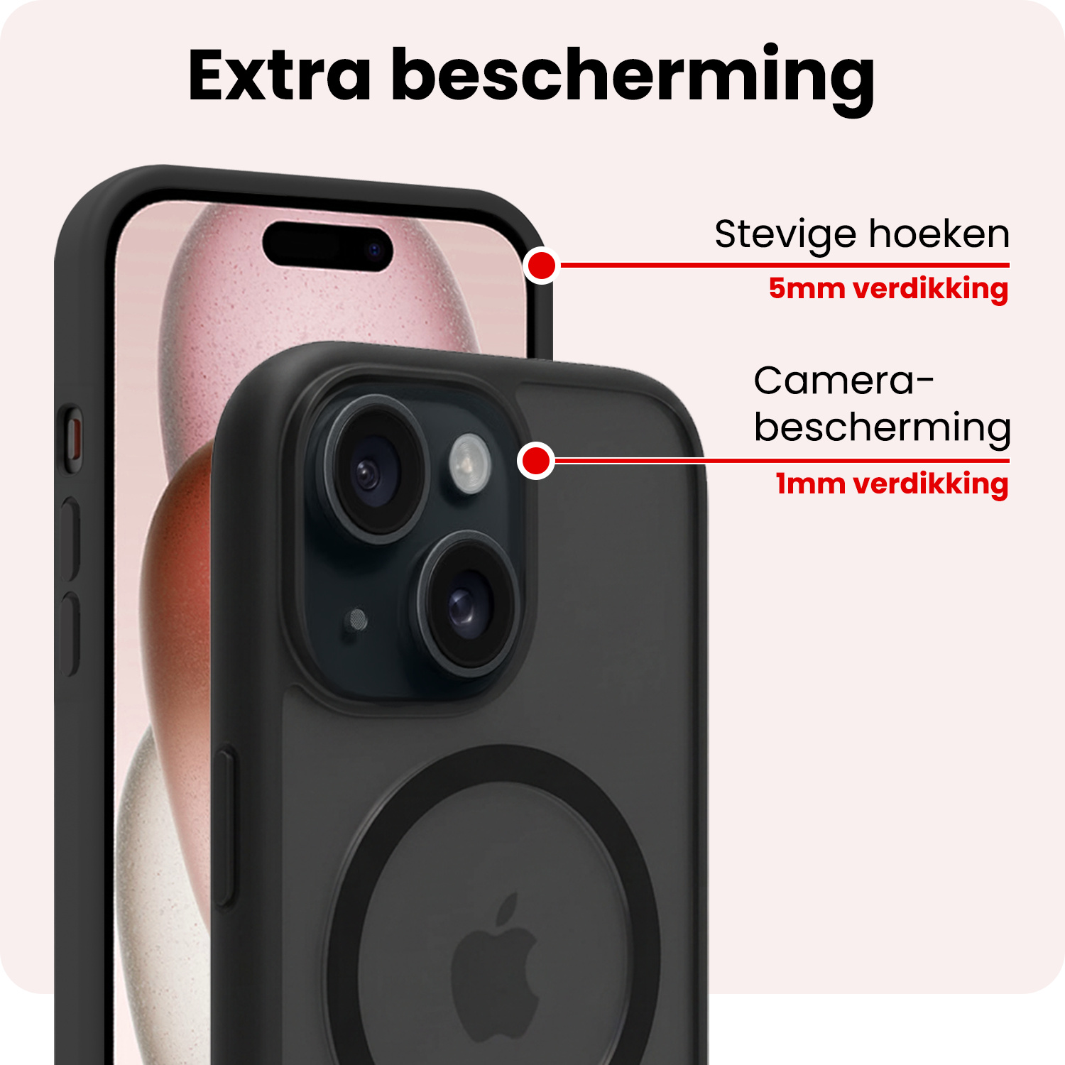 NoXx NoXx iPhone 15 Plus Magsafe Hoesje Zwart Met Screenprotector