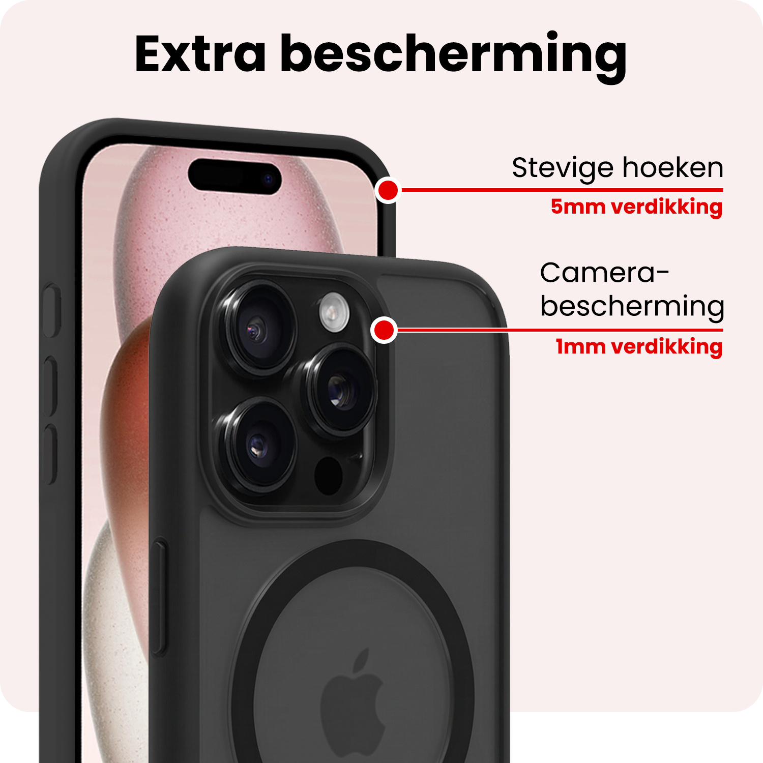 NoXx NoXx iPhone 15 Pro Magsafe Hoesje Zwart Met Screenprotector