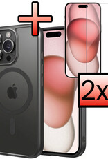 NoXx NoXx iPhone 15 Pro Magsafe Hoesje Zwart Met 2x Screenprotector