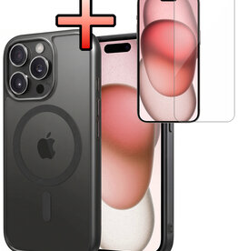 NoXx NoXx iPhone 15 Pro Max Magsafe Hoesje Zwart Met Screenprotector