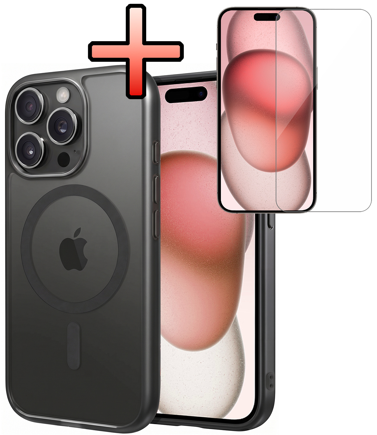 NoXx NoXx iPhone 15 Pro Max Magsafe Hoesje Zwart Met Screenprotector