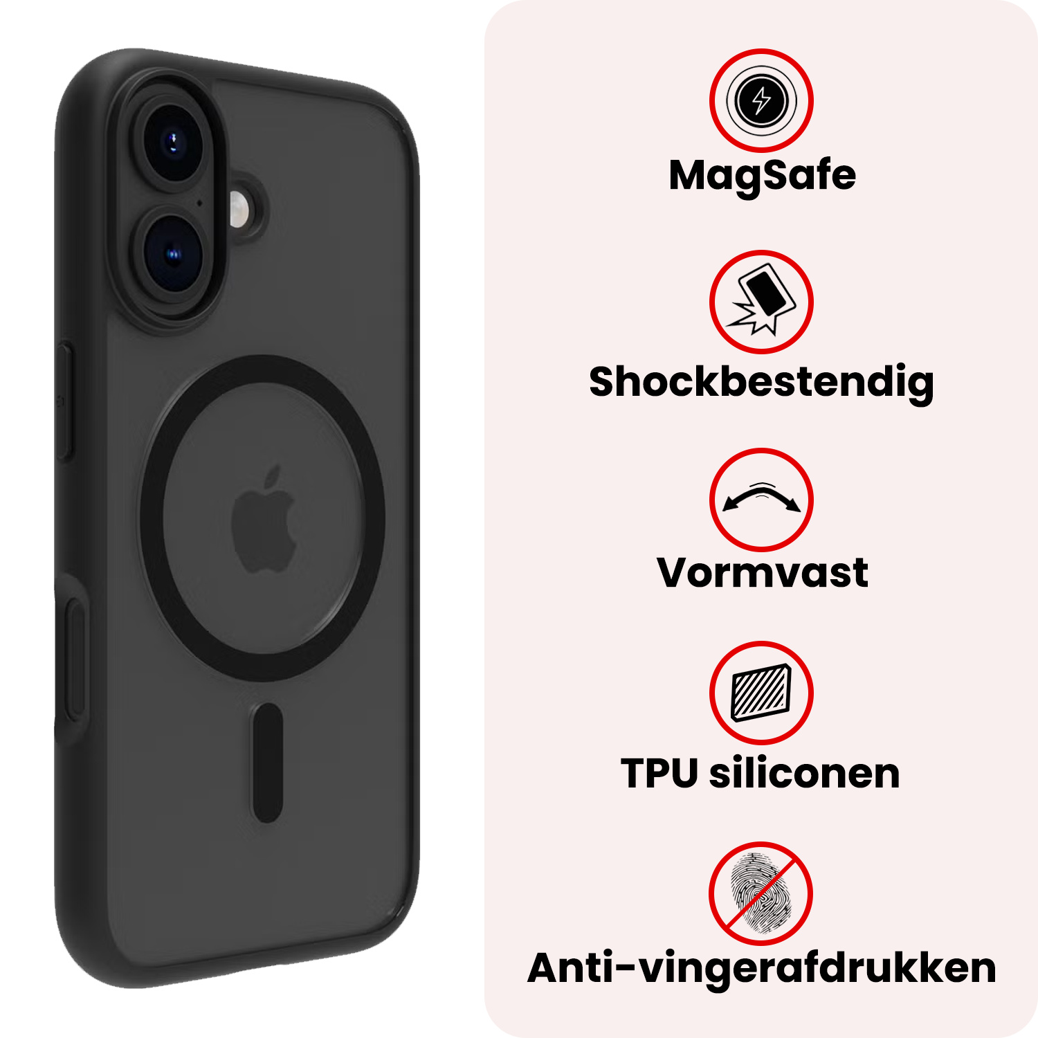 NoXx NoXx iPhone 16 Magsafe Hoesje - Zwart - 2 PACK