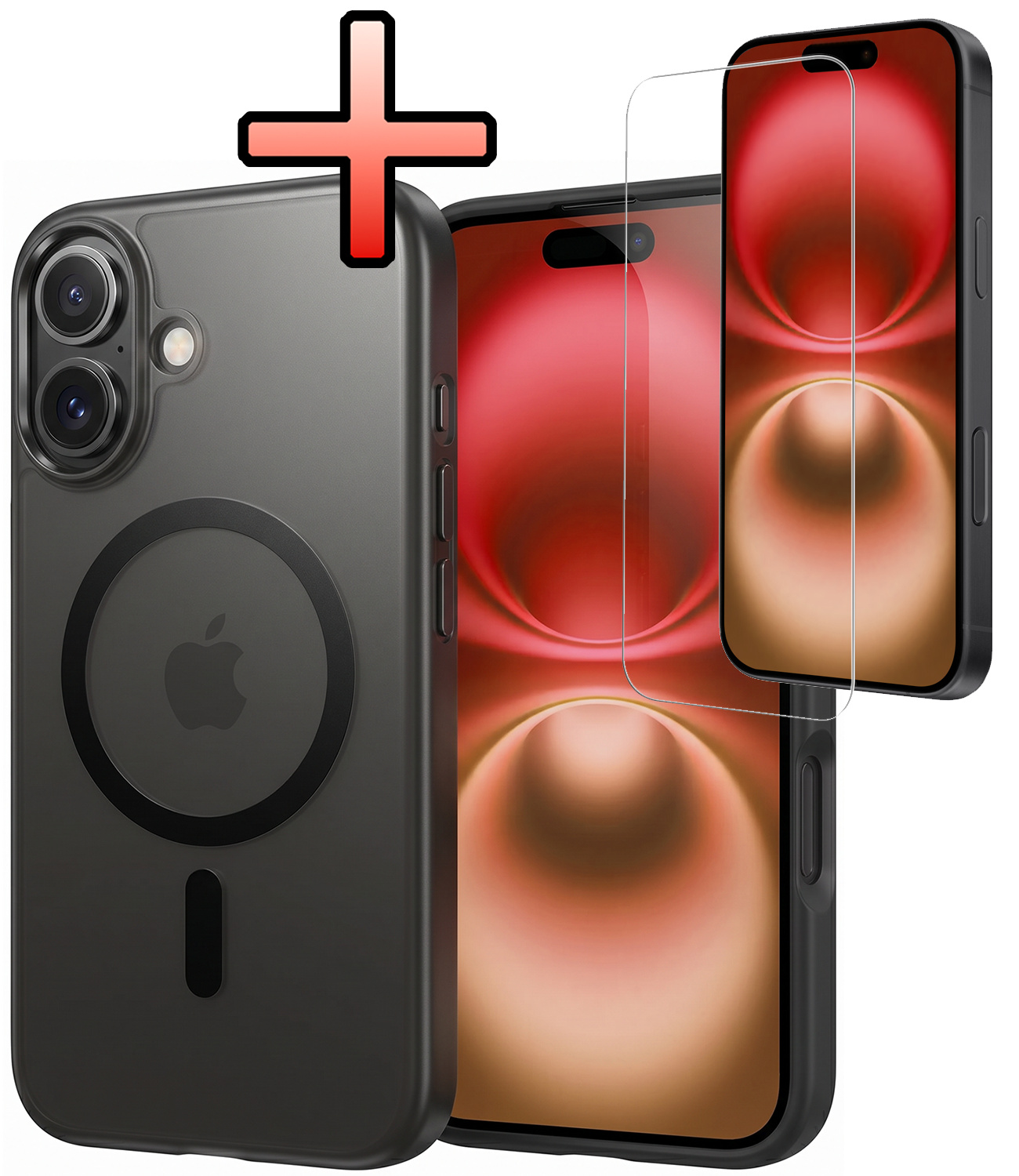 NoXx NoXx iPhone 16 Magsafe Hoesje Zwart Met Screenprotector