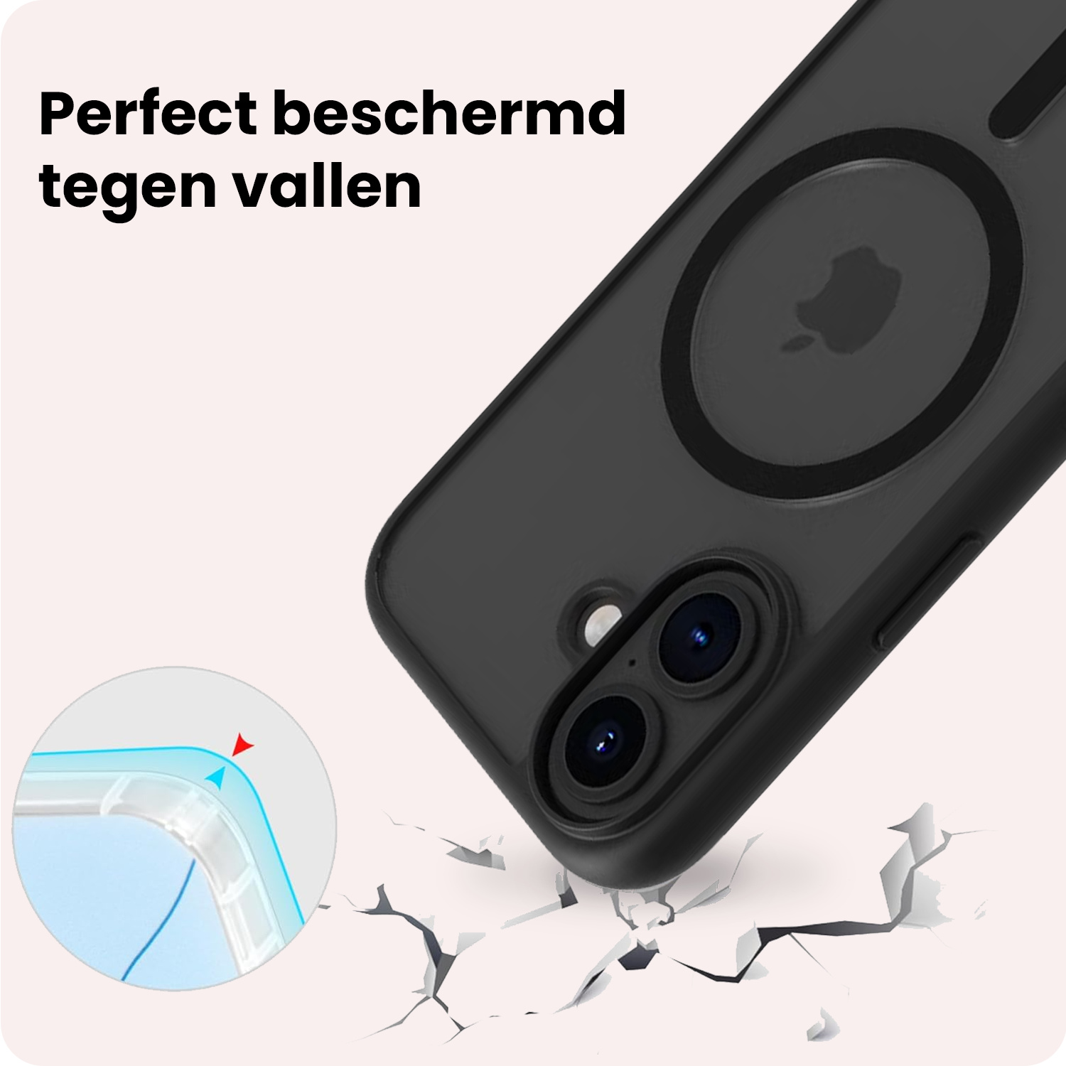 NoXx NoXx iPhone 16 Magsafe Hoesje Zwart Met Screenprotector