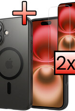 NoXx NoXx iPhone 16 Plus Magsafe Hoesje Zwart Met 2x Screenprotector
