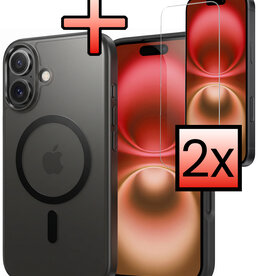 NoXx NoXx iPhone 16 Plus Magsafe Hoesje Zwart Met 2x Screenprotector