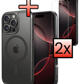 NoXx NoXx iPhone 16 Pro Magsafe Hoesje Zwart Met 2x Screenprotector