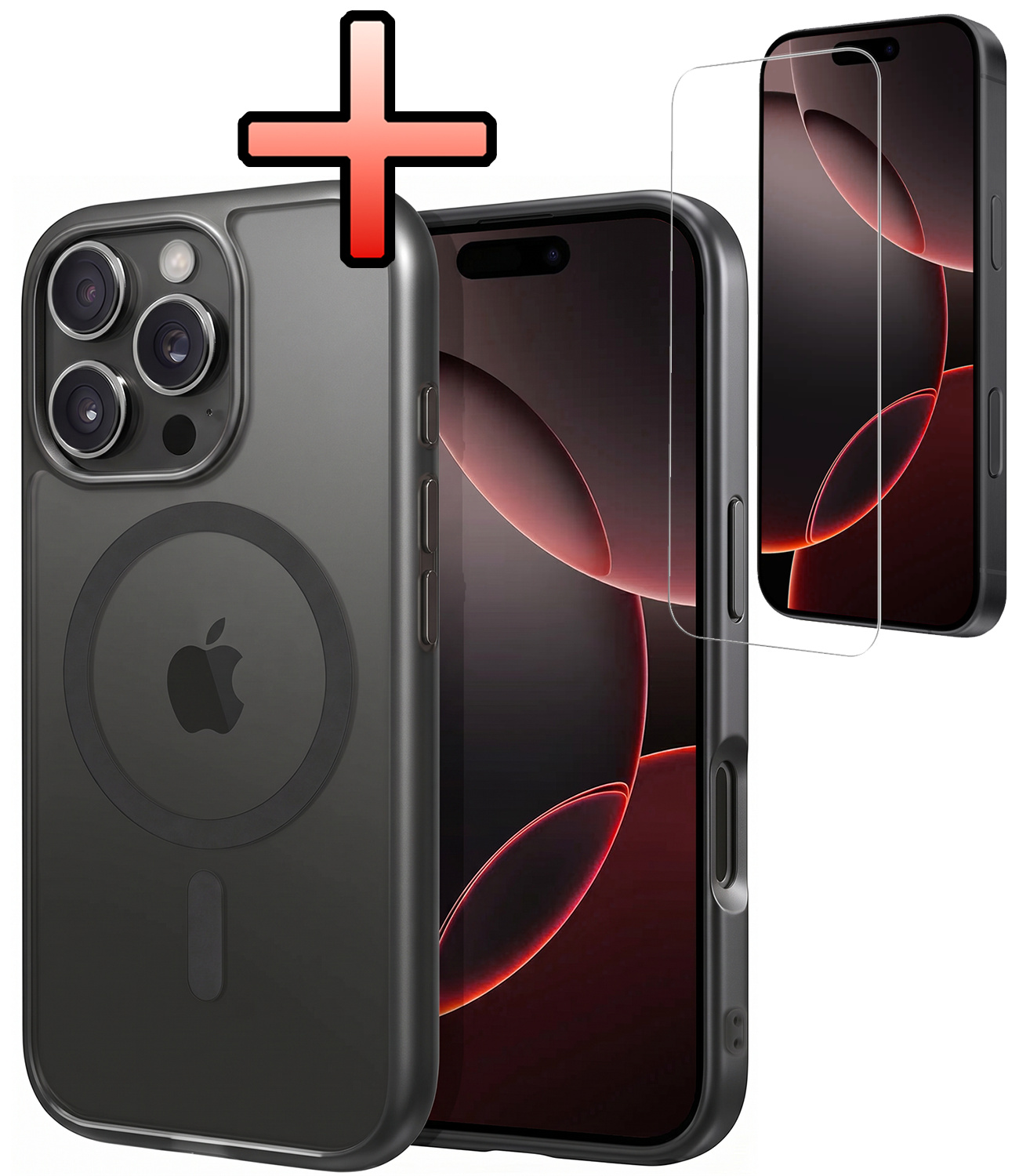 NoXx NoXx iPhone 16 Pro Max Magsafe Hoesje Zwart Met Screenprotector