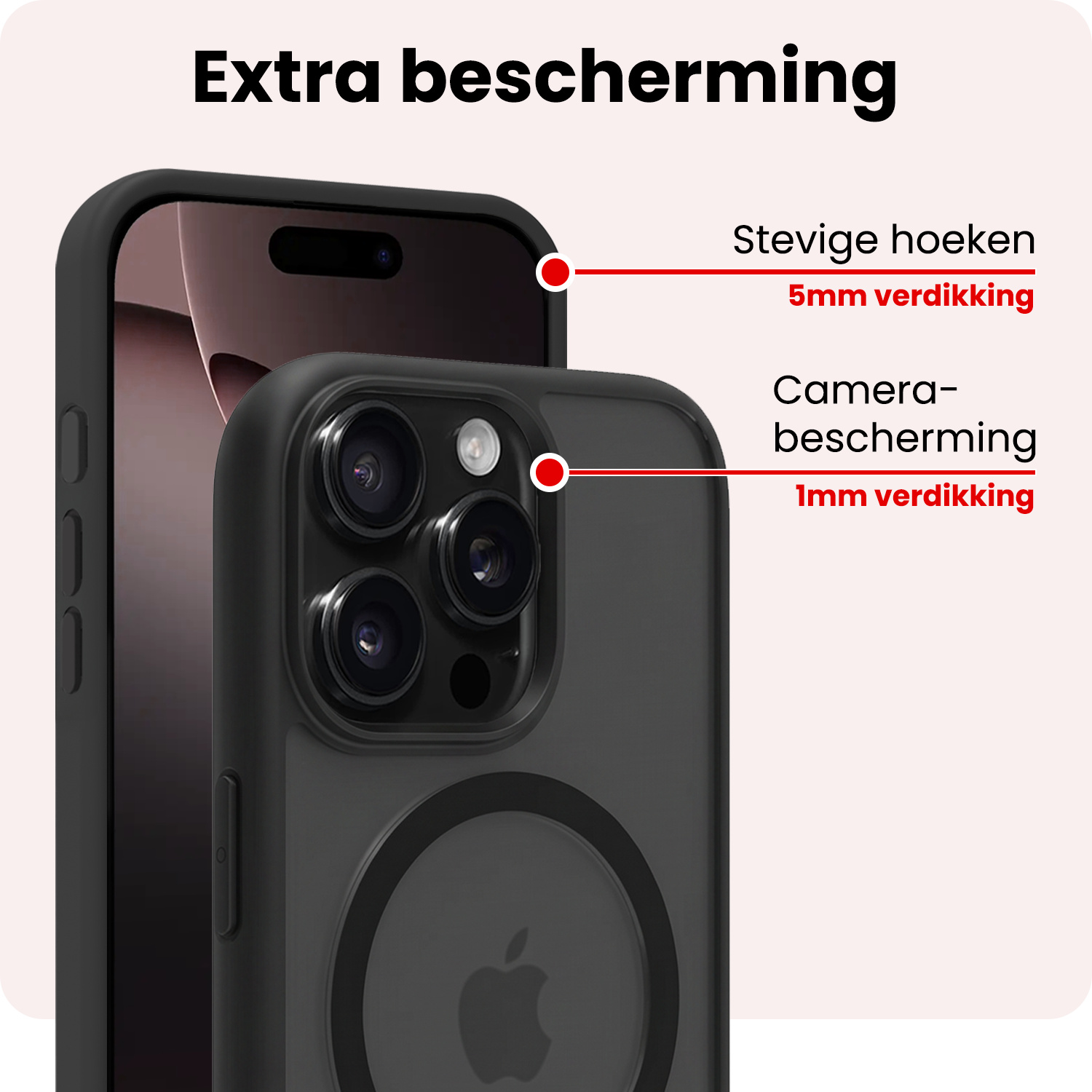 NoXx NoXx iPhone 16 Pro Max Magsafe Hoesje Zwart Met Screenprotector