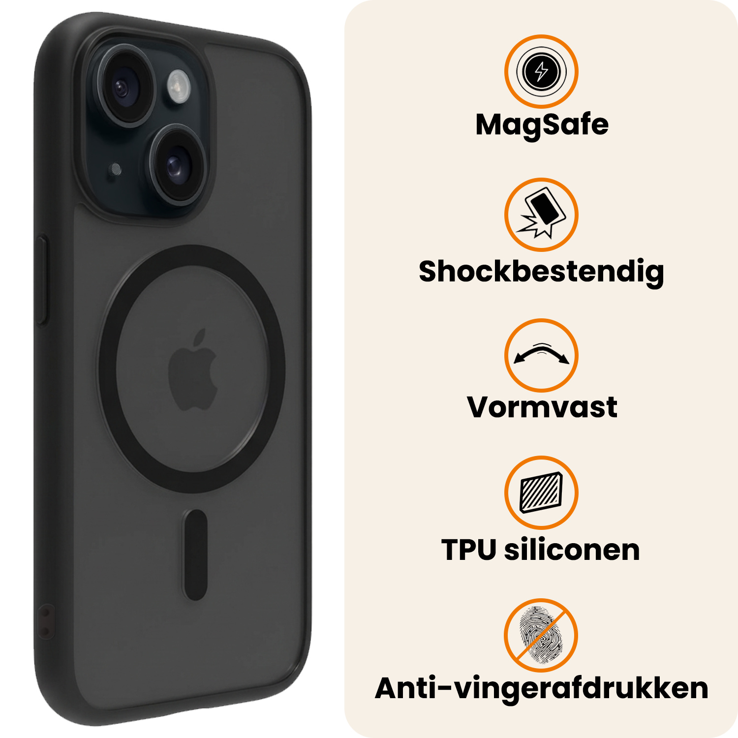 Nomfy Nomfy iPhone 14 Plus Magsafe Hoesje Zwart Met Screenprotector