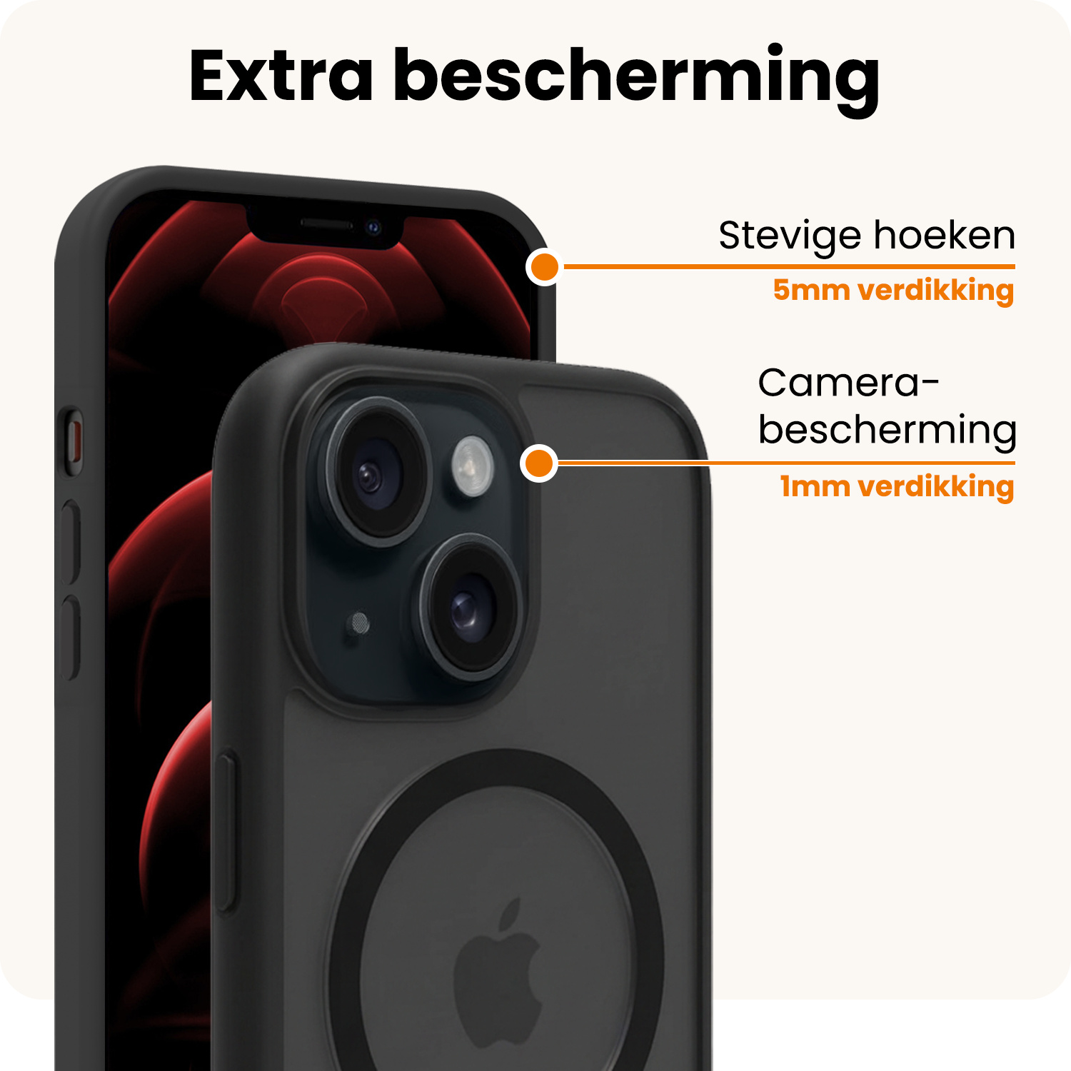 Nomfy Nomfy iPhone 14 Plus Magsafe Hoesje Zwart Met Screenprotector