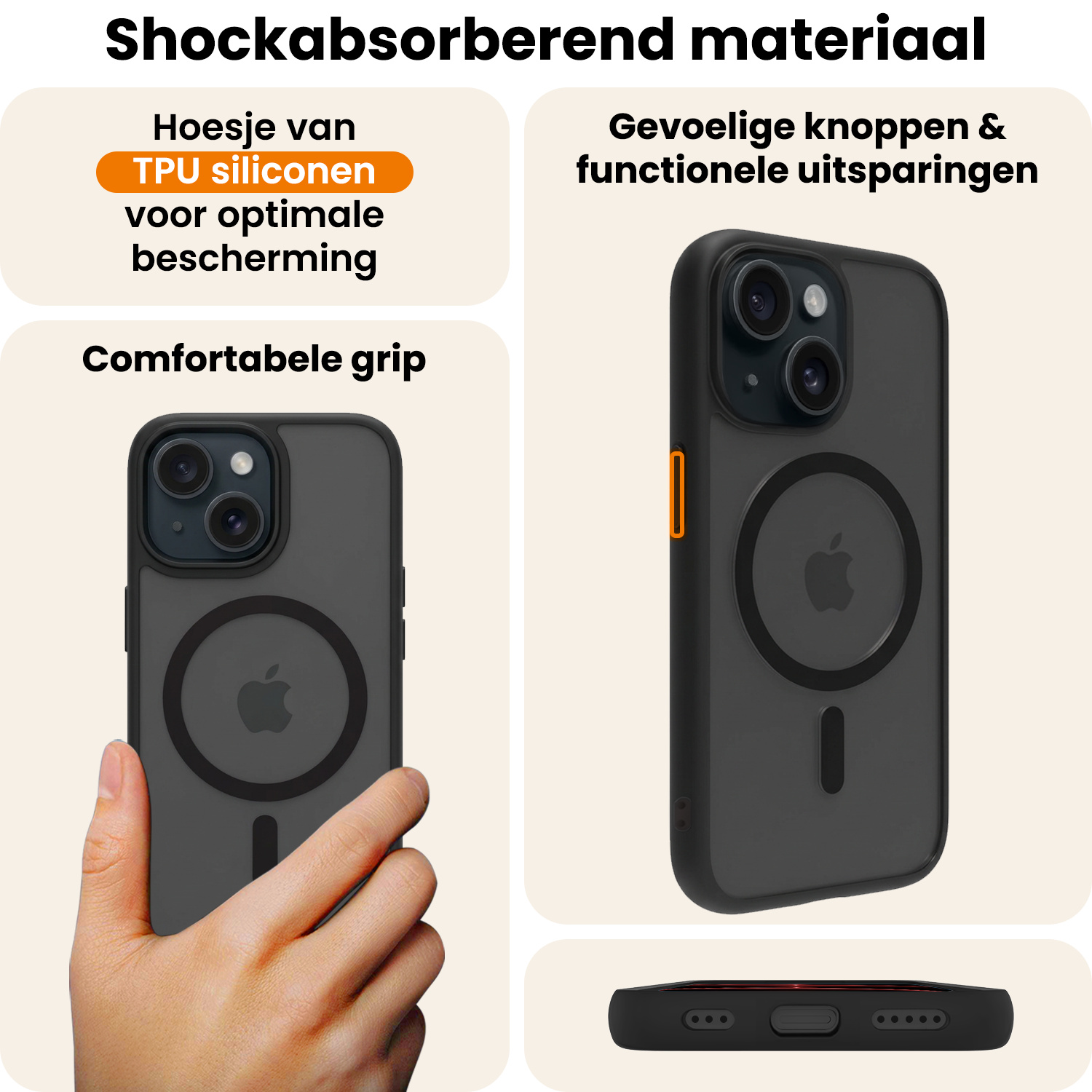 Nomfy Nomfy iPhone 14 Plus Magsafe Hoesje Zwart Met Screenprotector