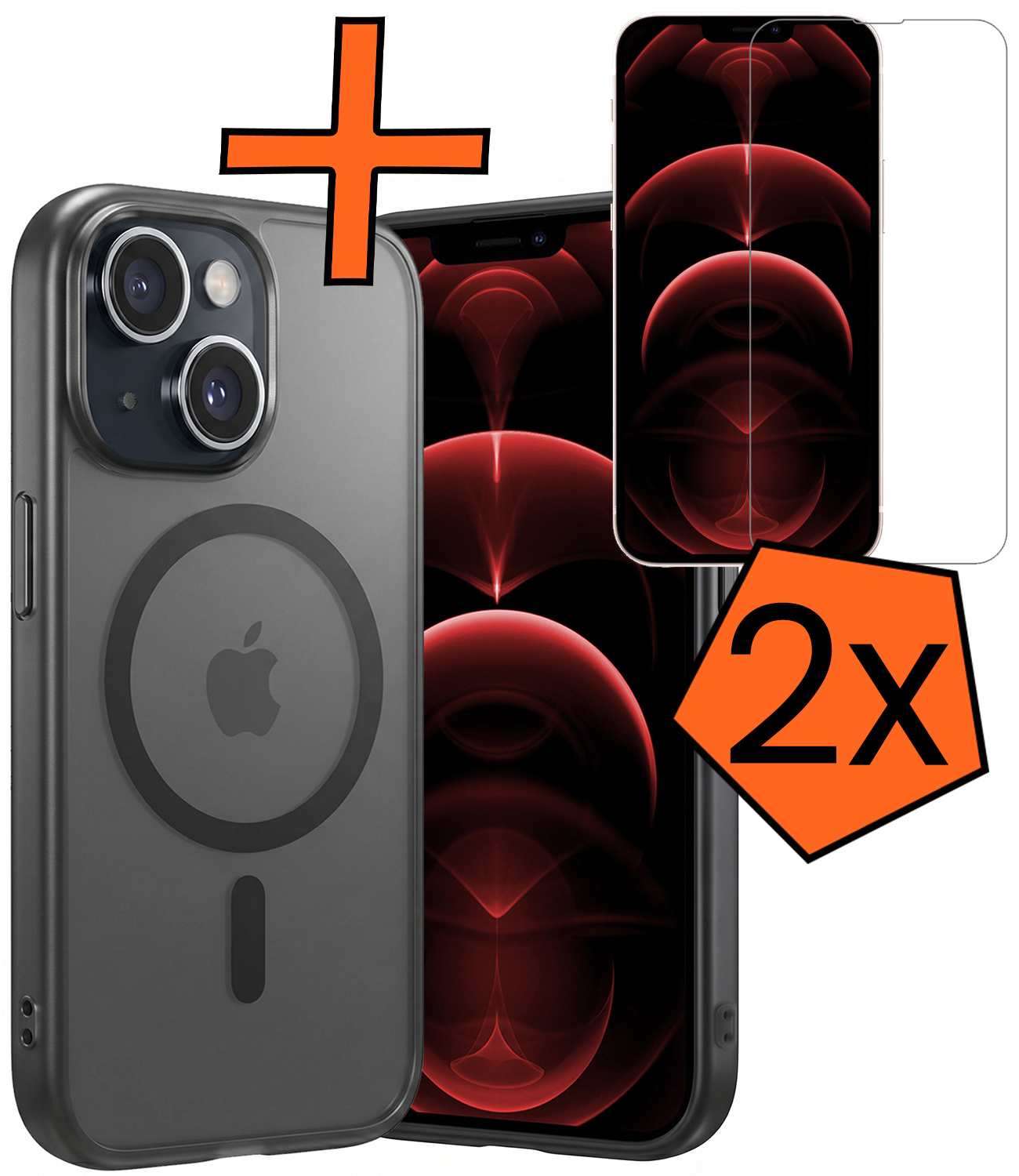 Nomfy Nomfy iPhone 14 Plus Magsafe Hoesje Zwart Met 2x Screenprotector