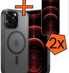 Nomfy Nomfy iPhone 14 Pro Magsafe Hoesje Zwart Met 2x Screenprotector