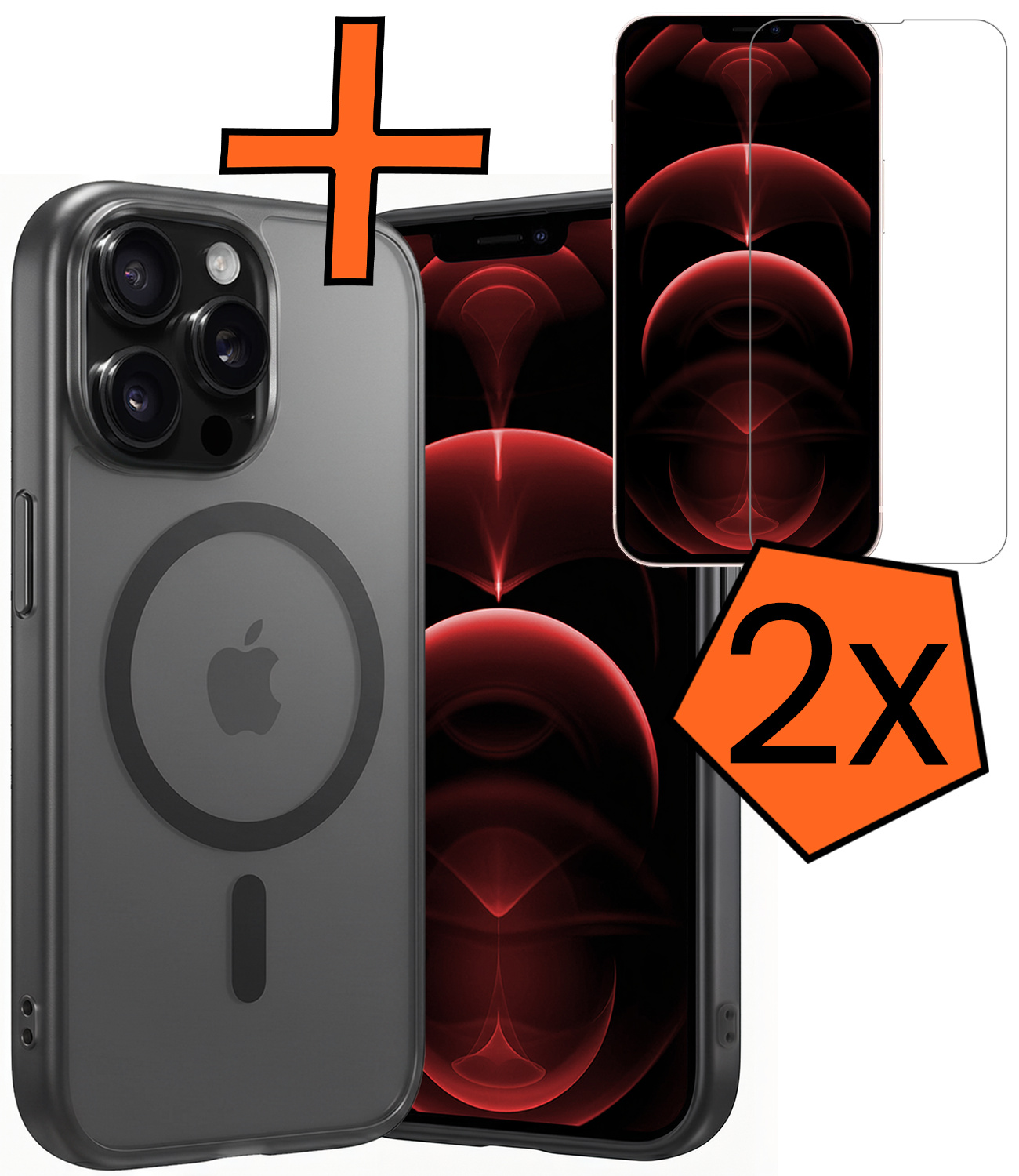 Nomfy Nomfy iPhone 14 Pro Max Magsafe Hoesje Zwart Met 2x Screenprotector