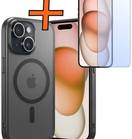 Nomfy Nomfy iPhone 15 Magsafe Hoesje Zwart Met Screenprotector