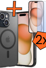 Nomfy Nomfy iPhone 15 Magsafe Hoesje Zwart Met 2x Screenprotector