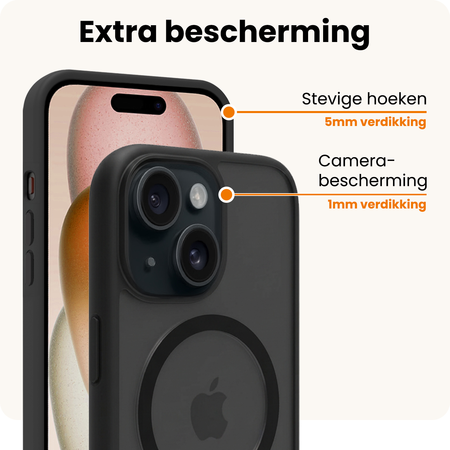 Nomfy Nomfy iPhone 15 Plus Magsafe Hoesje Zwart Met Screenprotector