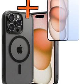 Nomfy Nomfy iPhone 15 Pro Magsafe Hoesje Zwart Met Screenprotector