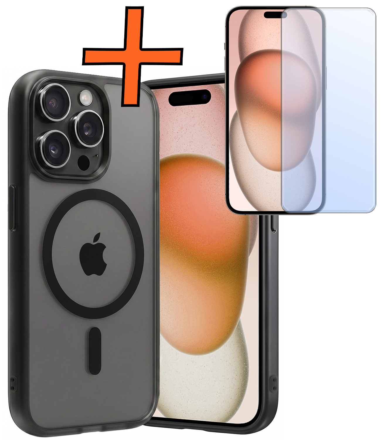 Nomfy Nomfy iPhone 15 Pro Magsafe Hoesje Zwart Met Screenprotector