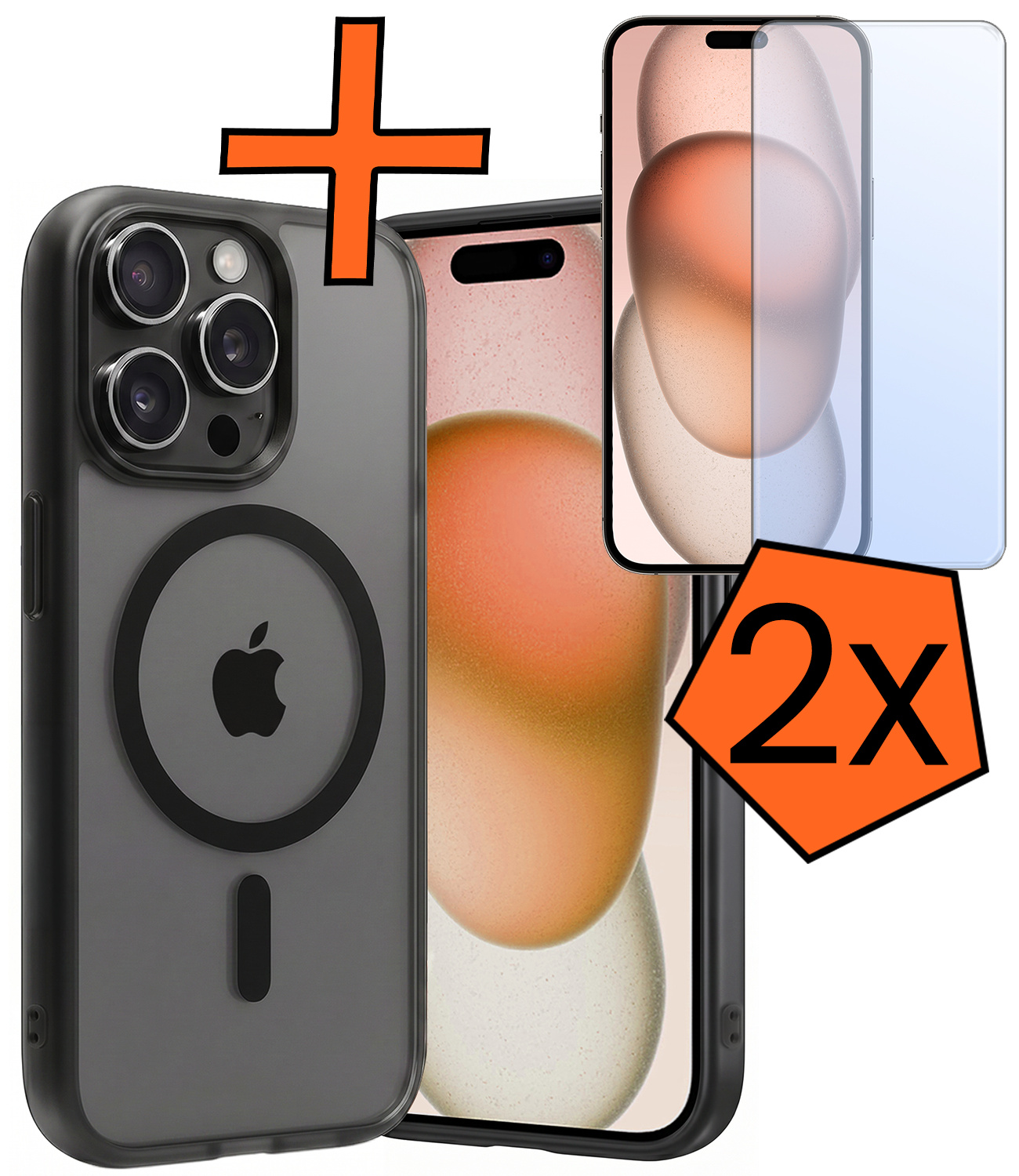 Nomfy Nomfy iPhone 15 Pro Magsafe Hoesje Zwart Met 2x Screenprotector