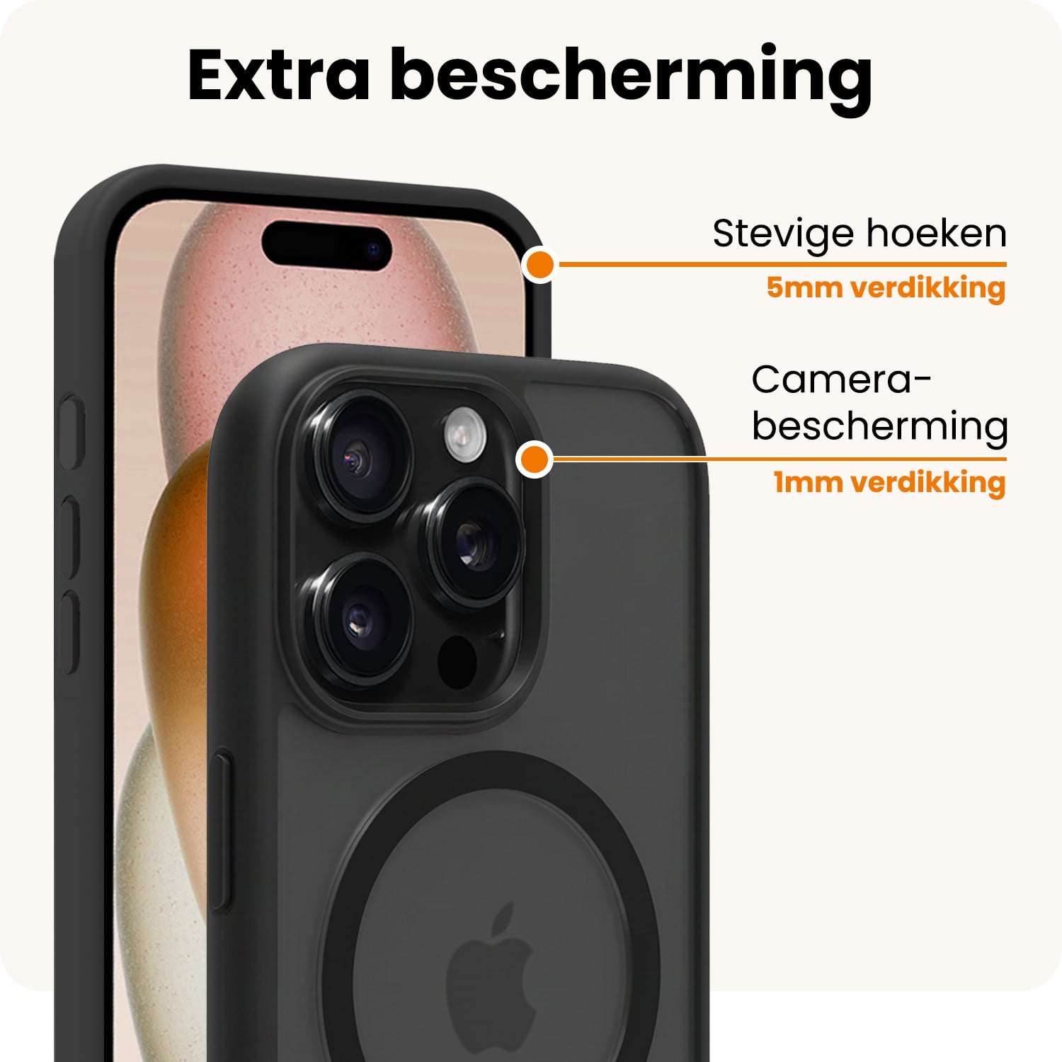 Nomfy Nomfy iPhone 15 Pro Magsafe Hoesje Zwart Met 2x Screenprotector