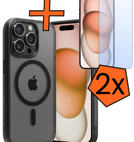 Nomfy Nomfy iPhone 15 Pro Max Magsafe Hoesje Zwart Met 2x Screenprotector