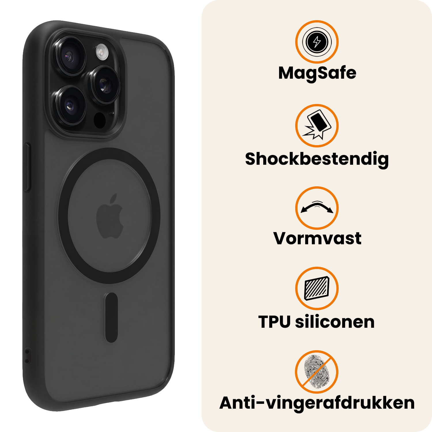 Nomfy Nomfy iPhone 15 Pro Max Magsafe Hoesje Zwart Met 2x Screenprotector