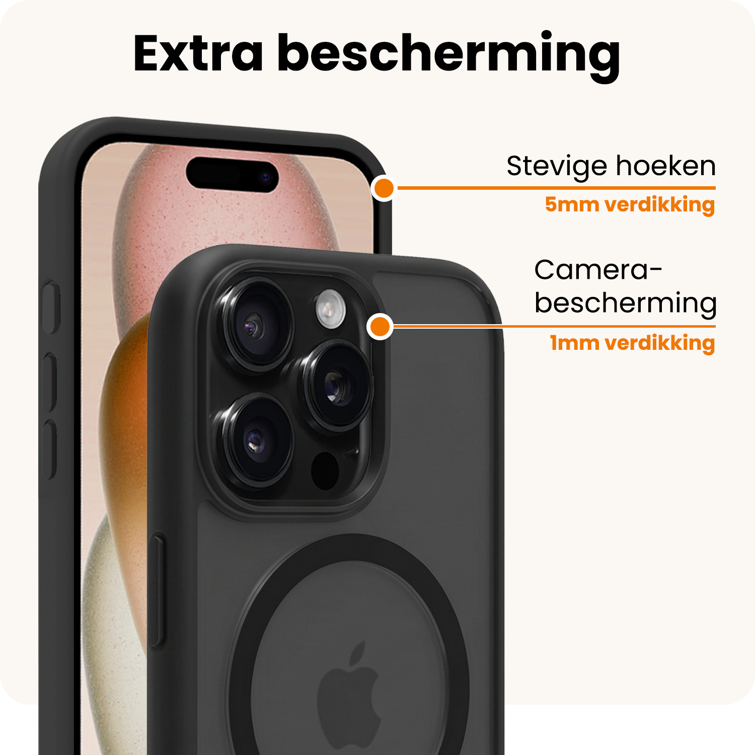 Nomfy Nomfy iPhone 15 Pro Max Magsafe Hoesje Zwart Met 2x Screenprotector